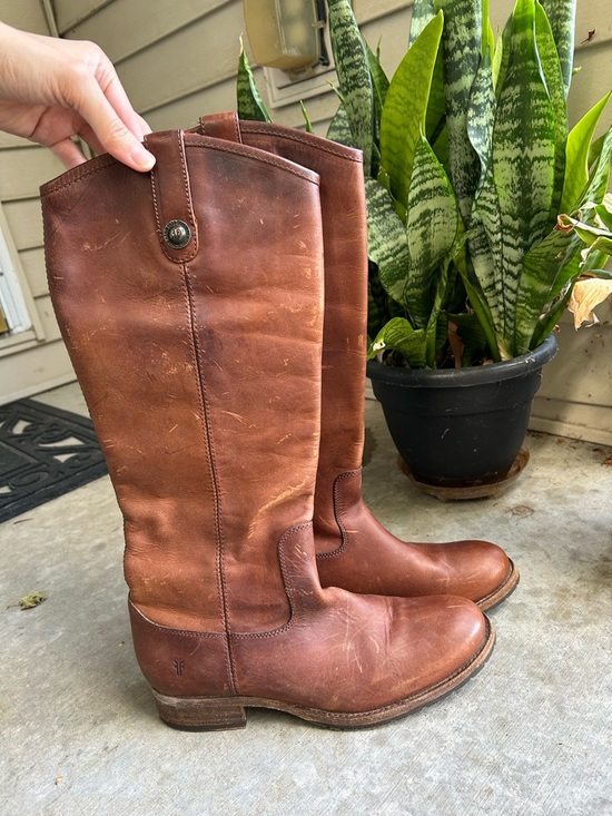 Frye Shoes - Frye Melissa Button Lug Leather Tall Knee Boots 8